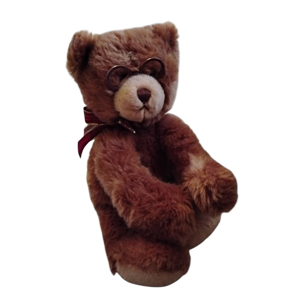 Gund Booker Teddy Bear 44406 Vintage 1997 Brown Plush with Glasses and Ribbon